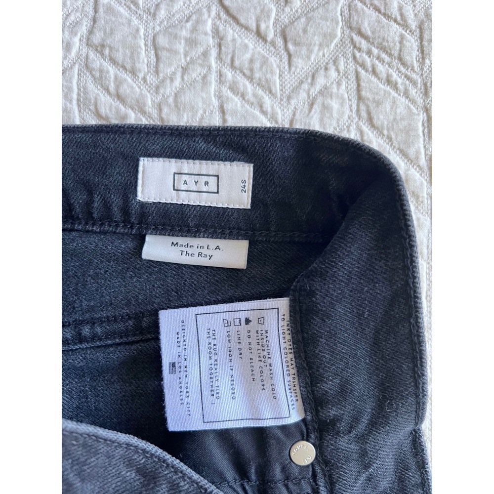AYR The Ray Modern Flare Size 24S Valet Black Jeans High Rise - Picture 5 of 8